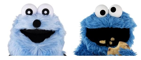 パペットスンスンとクッキーモンスターの顔の違い