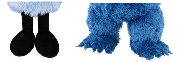 パペットスンスンとクッキーモンスターの足の違い